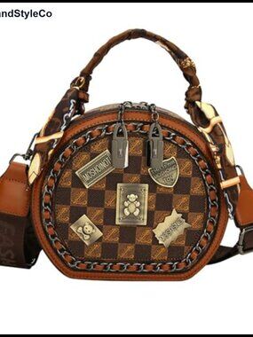 Vintage Women's Crossbody Bag Round Sling Purse Handbag